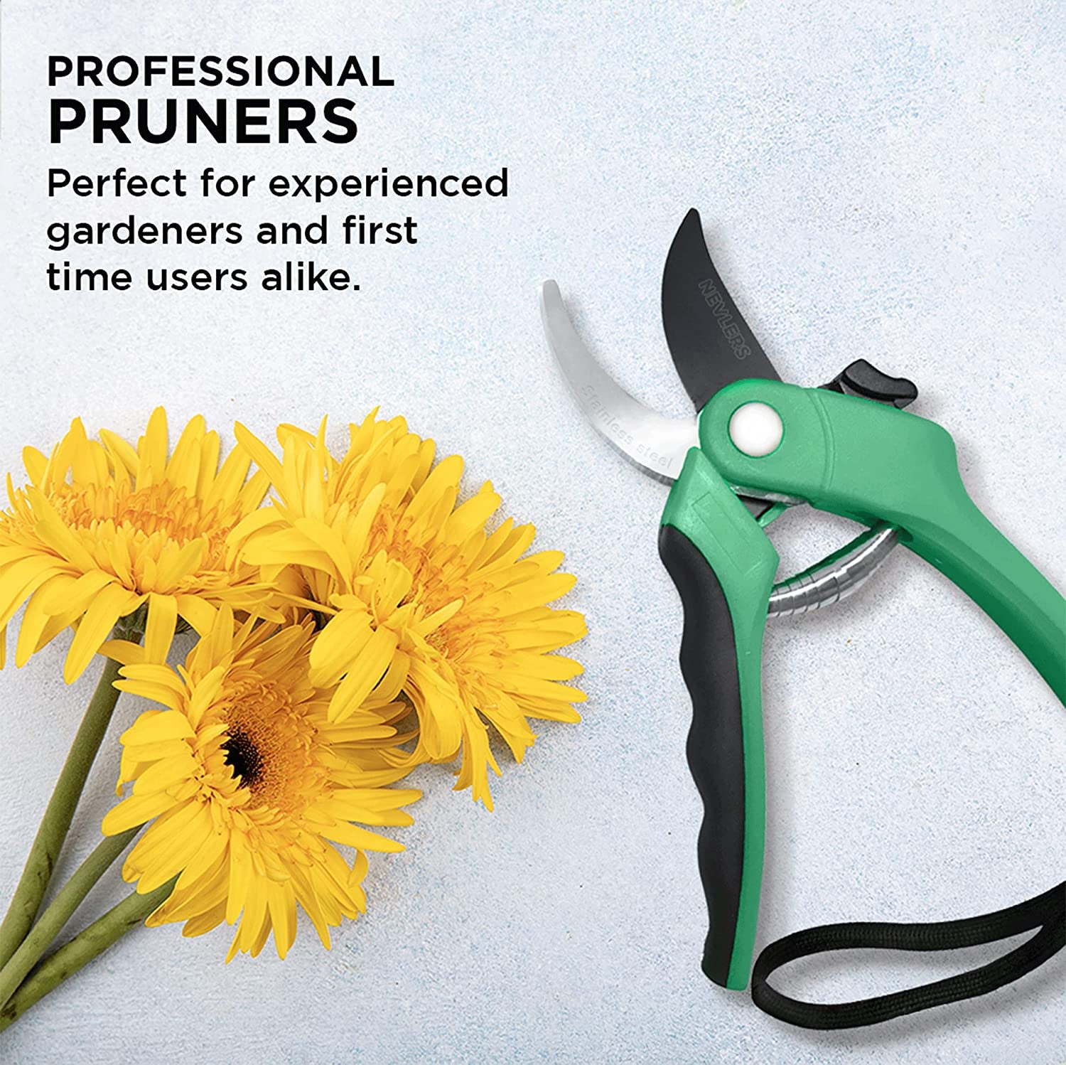 8" Green Bypass Pruning Shears Heavy Duty | Flower Shears & Pruning Scissors W/Steel Blades, Blade Lock & No-Slip Grip | 8Mm Cut Capacity Garden Clippers Handheld for Flower Stems & Branches