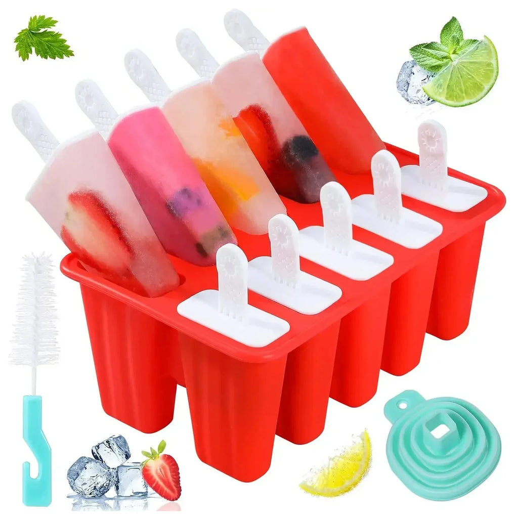 Popsicle Molds Silicone Ice Pop Molds BPA Free Popsicle Mold with Silicone Funnel and Cleaning Brush