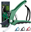 8" Green Bypass Pruning Shears Heavy Duty | Flower Shears & Pruning Scissors W/Steel Blades, Blade Lock & No-Slip Grip | 8Mm Cut Capacity Garden Clippers Handheld for Flower Stems & Branches