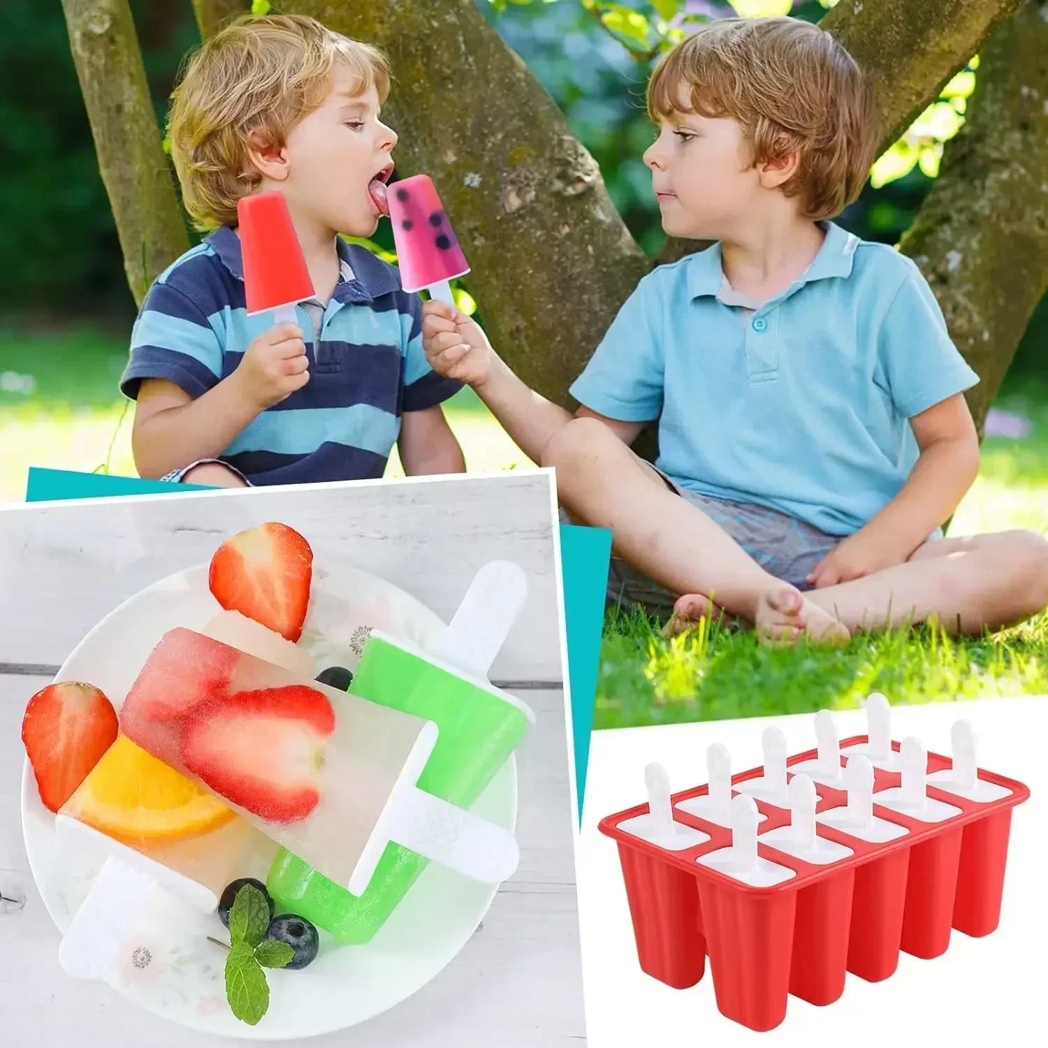 Popsicle Molds Silicone Ice Pop Molds BPA Free Popsicle Mold with Silicone Funnel and Cleaning Brush