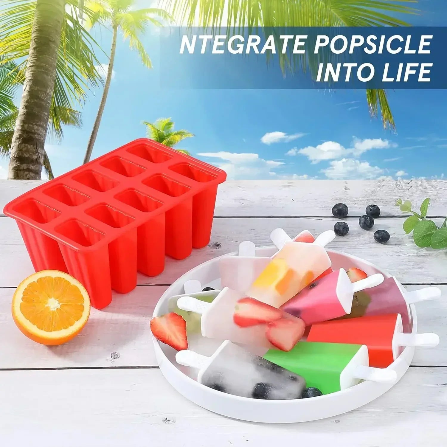 Popsicle Molds Silicone Ice Pop Molds BPA Free Popsicle Mold with Silicone Funnel and Cleaning Brush