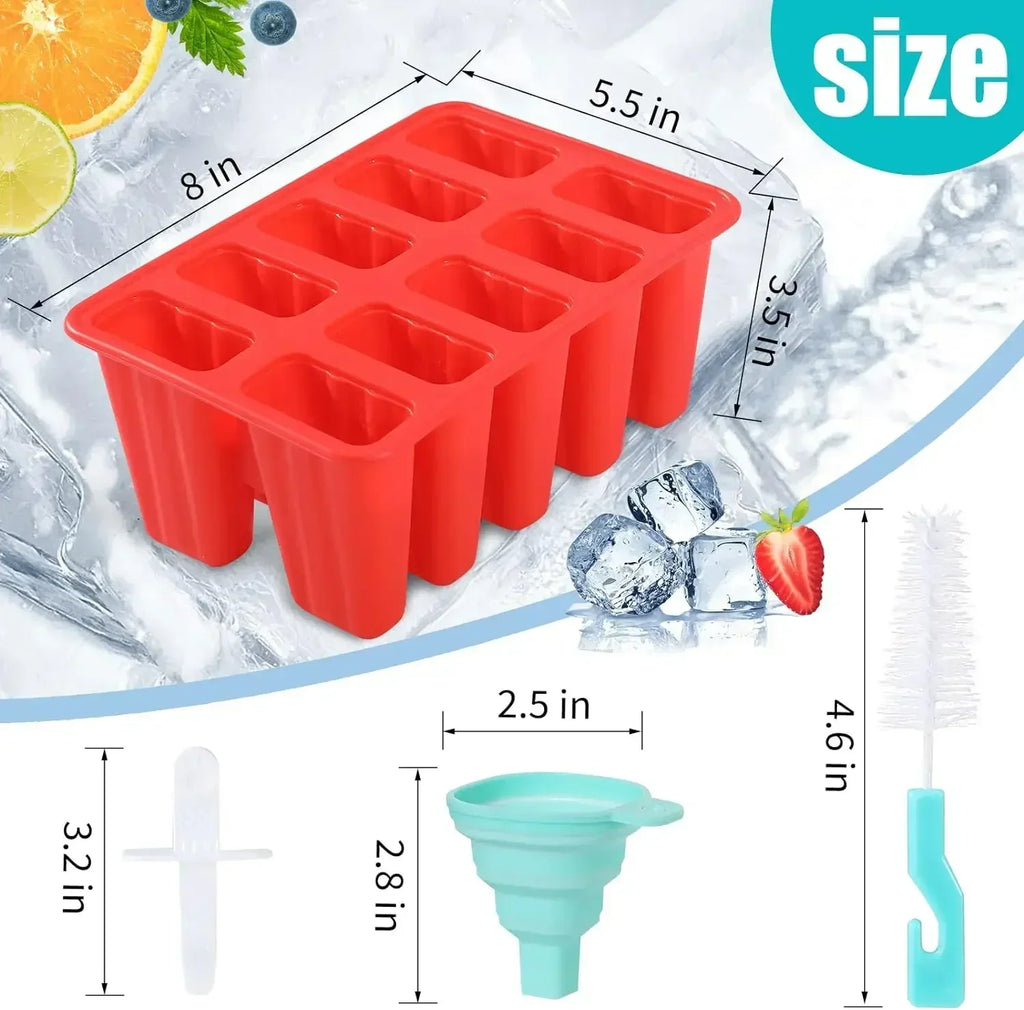 Popsicle Molds Silicone Ice Pop Molds BPA Free Popsicle Mold with Silicone Funnel and Cleaning Brush