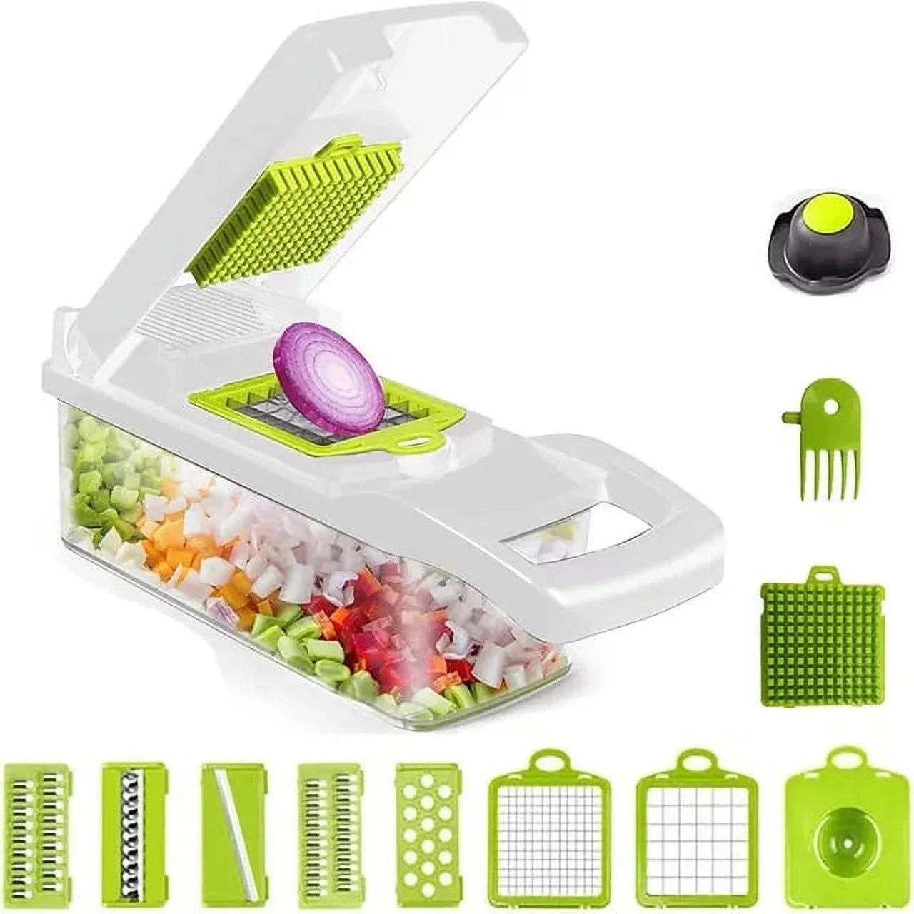 Stainless Steel Food Chopper, Small Vegetable Slicer, White